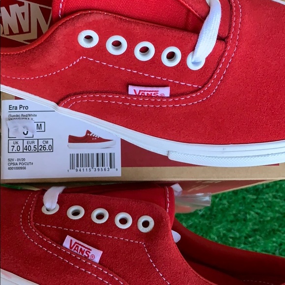 VANS ERA PRO SUEDE RED/WHITE Men’s - Picture 7 of 16